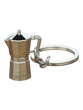 Silver Moka Pot Keychain Charm